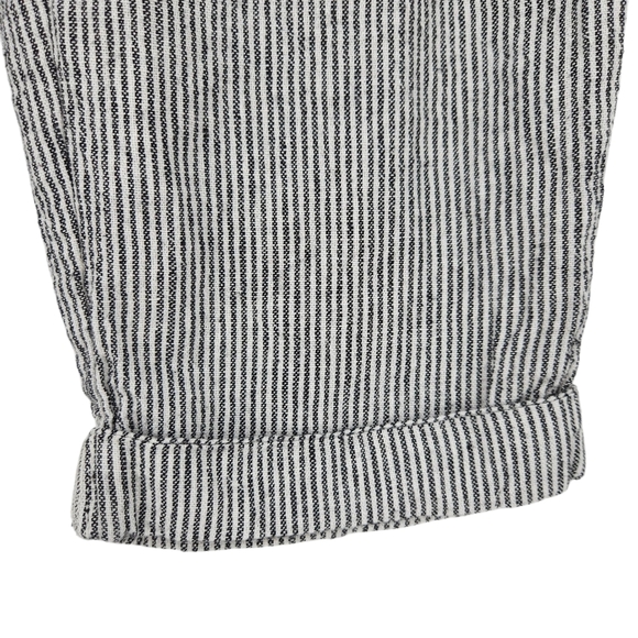 Max Studio Tapered Pants Linen Black Stripe High Rise Pull On Tie Belt Medium - Picture 3 of 7